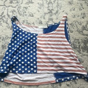 Mink pink cropped American Flag tank!